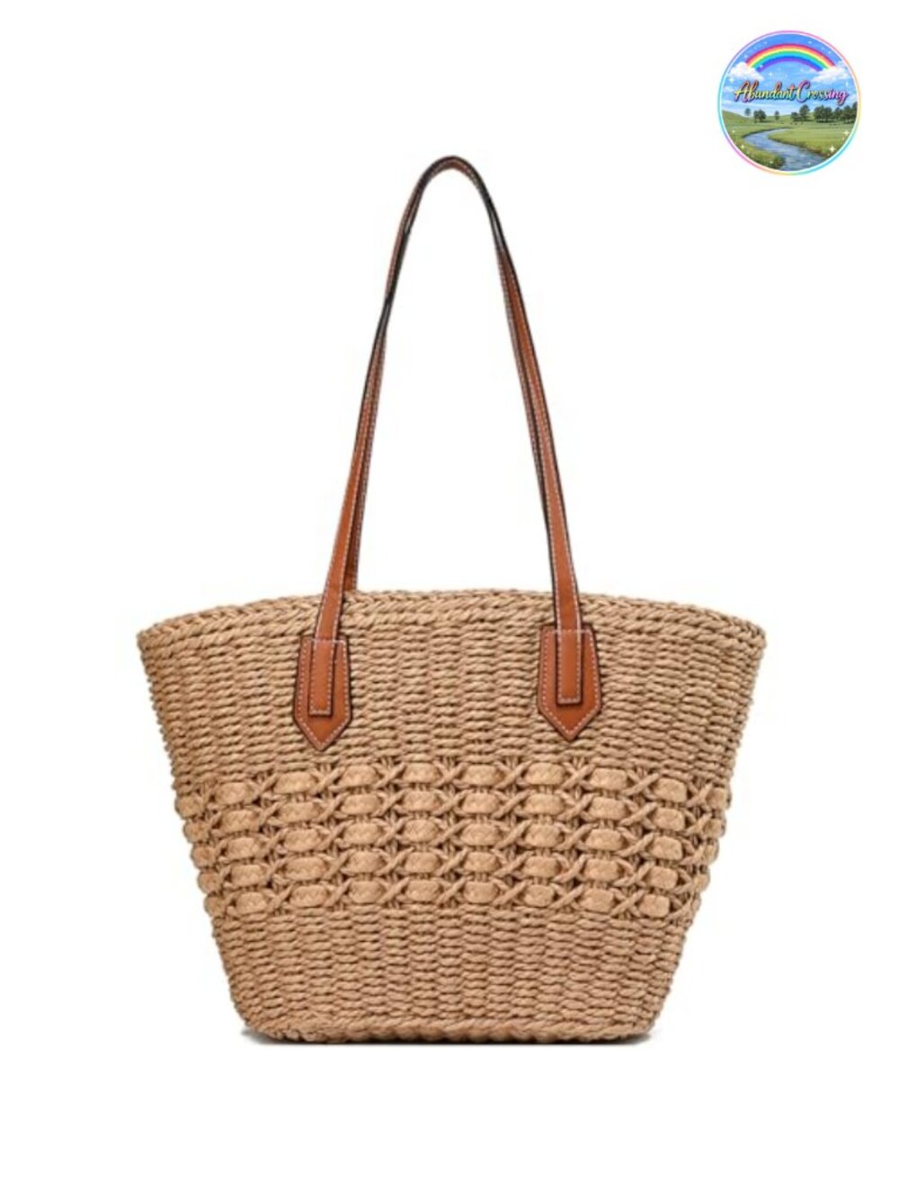 Straw Woven Tote Bag Large Zippered Hobo Shoulder Purse Beach Vacation